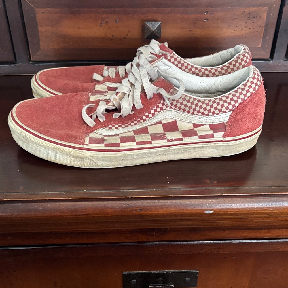 Vans Red and White Checkered Sneakers